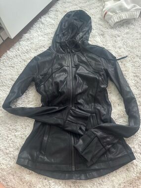 lululemon define Black Faux Leather Zip Hoodie